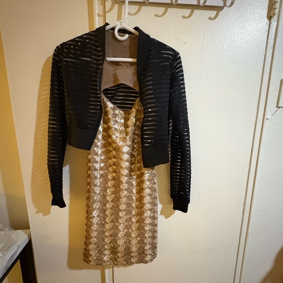 Elegant Sequin Dress in Gold and Pink - Picture 7 of 7